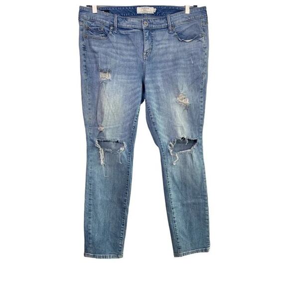 Torrid Super Distressed Boyfriend Ripped Skinny Crop Jeans 18 Blue Medium Wash - Picture 15 of 15